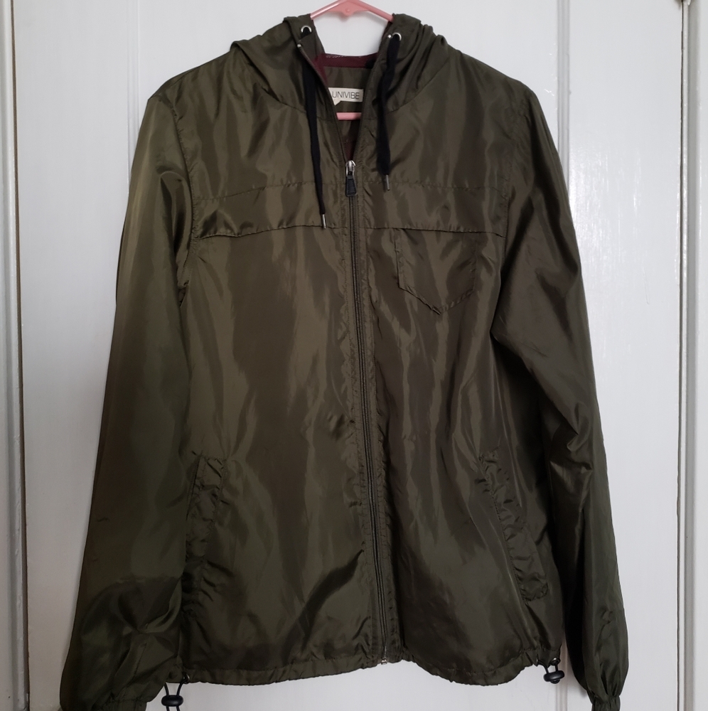 Olive Green Men's Zip Up Windbreaker